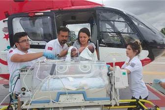 Bebeğin Yardımına Ambulans  Helikopter yetişti..