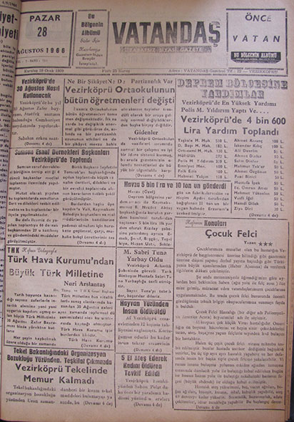 50 Yıl Önce Vezirköprü – 28 Ağustos 1966  Pazar