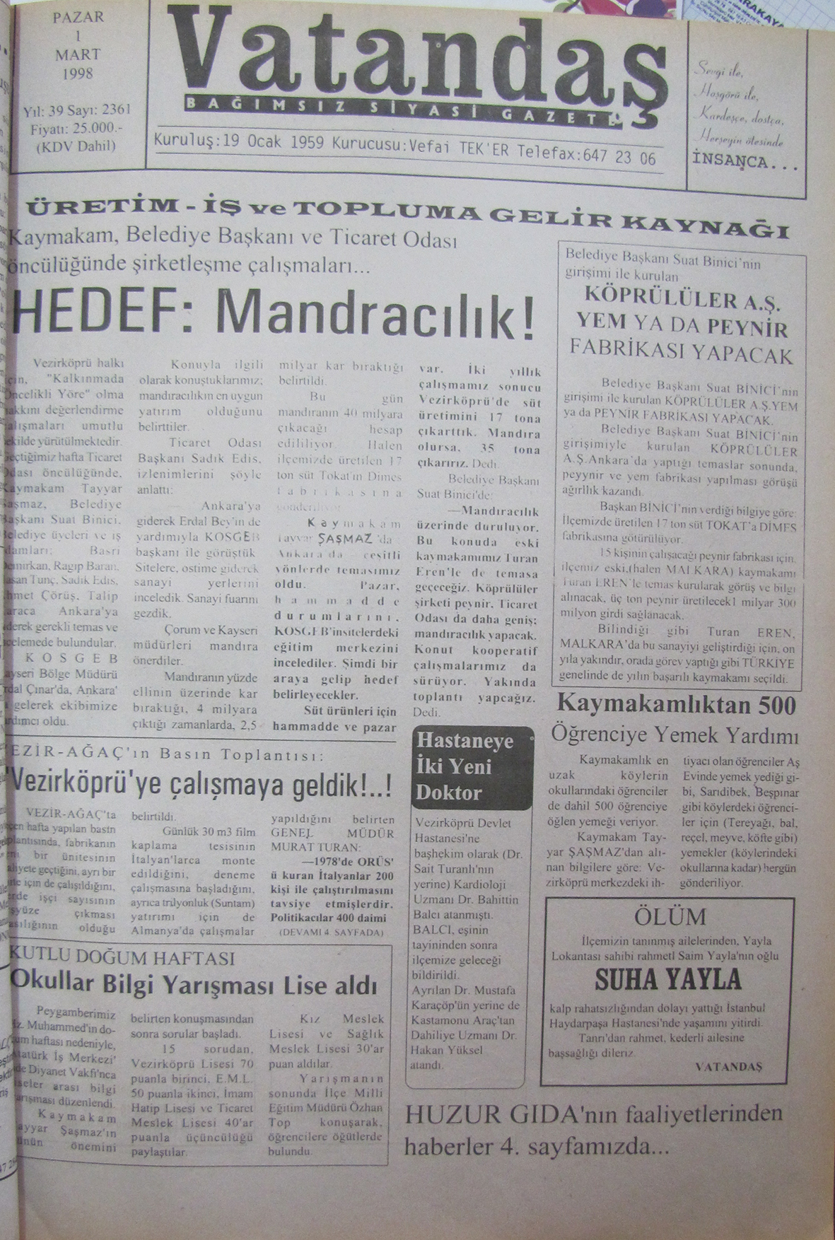 20 Yıl Önce – 1 Mart 1998