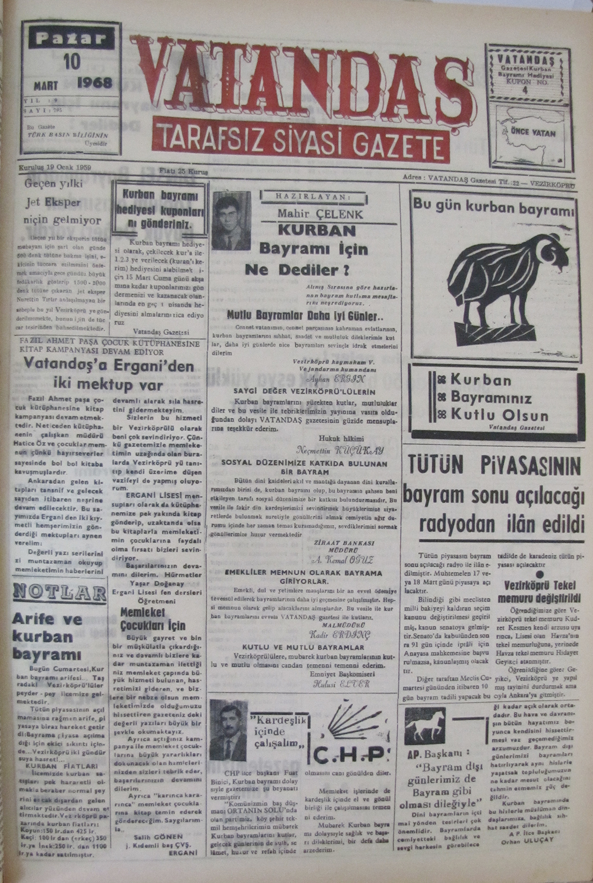 50 Yıl Önce – 10 Mart 1968