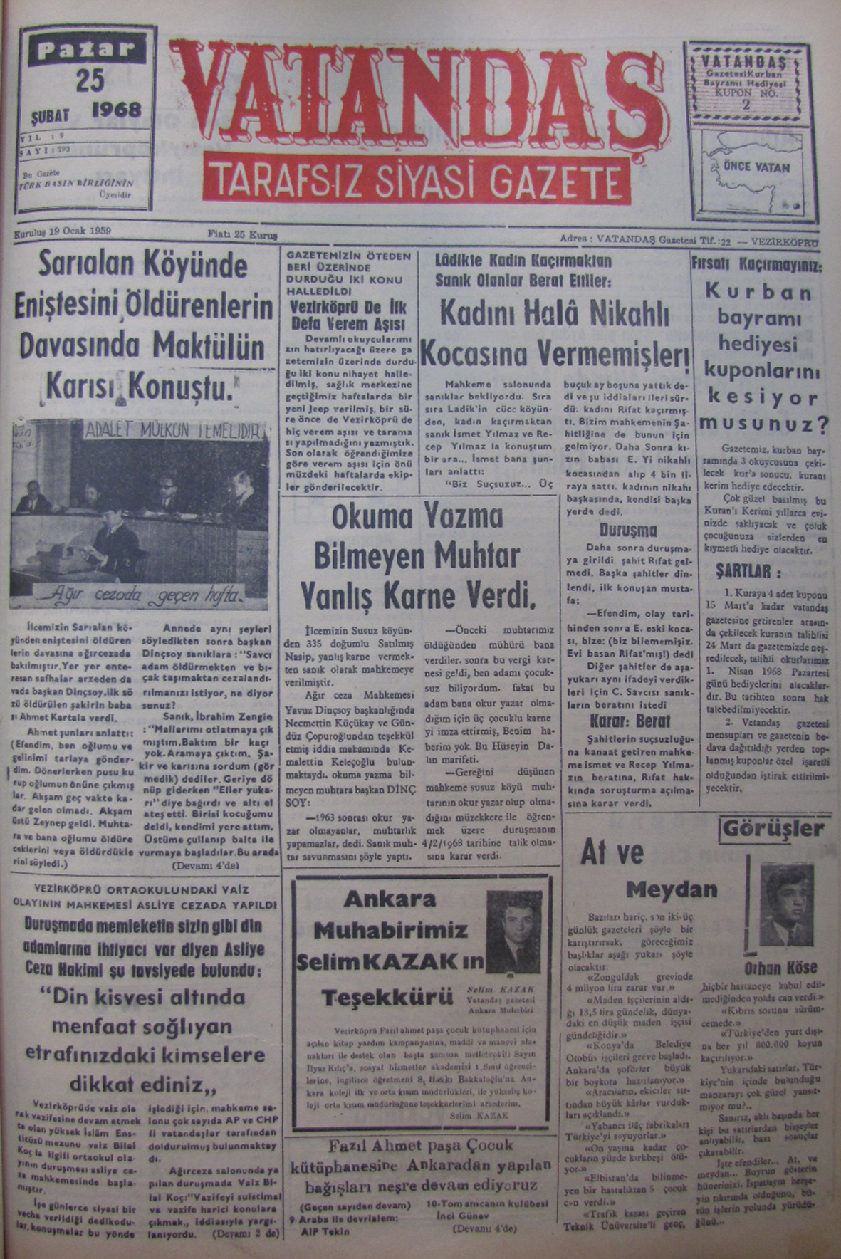 50 Yıl Önce – 25 Şubat 1968