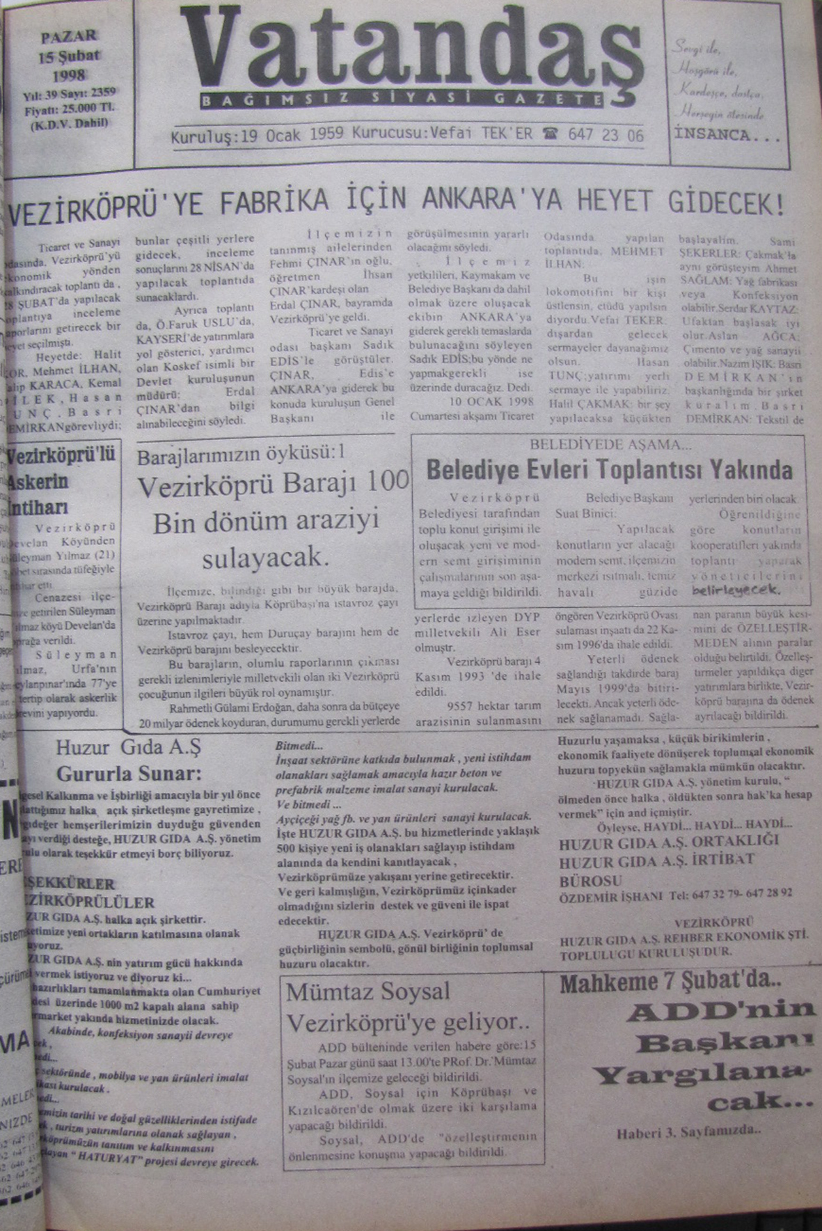 20 Yıl Önce – 15 Şubat 1998