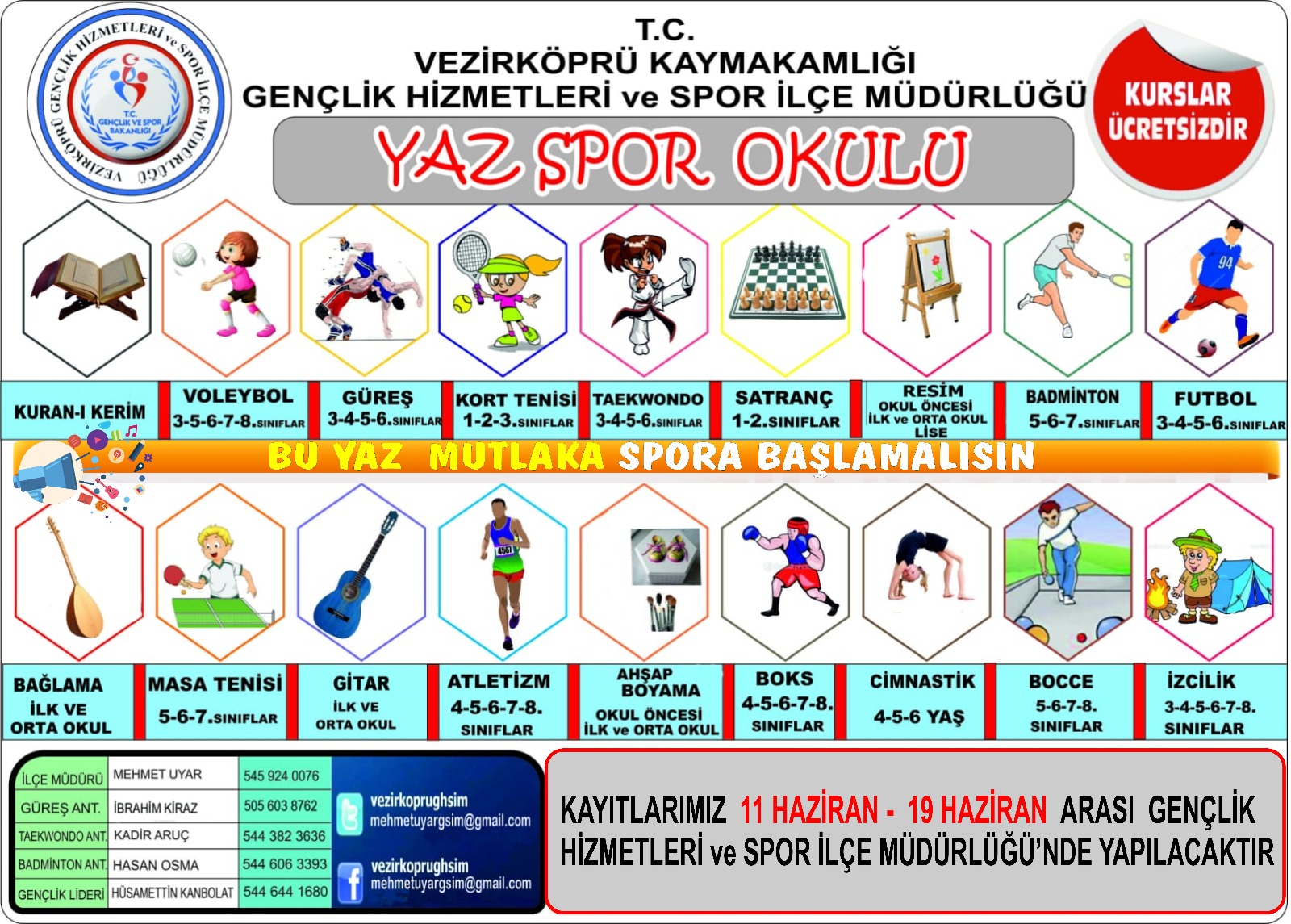 YAZ SPOR OKULLARI BAŞLIYOR