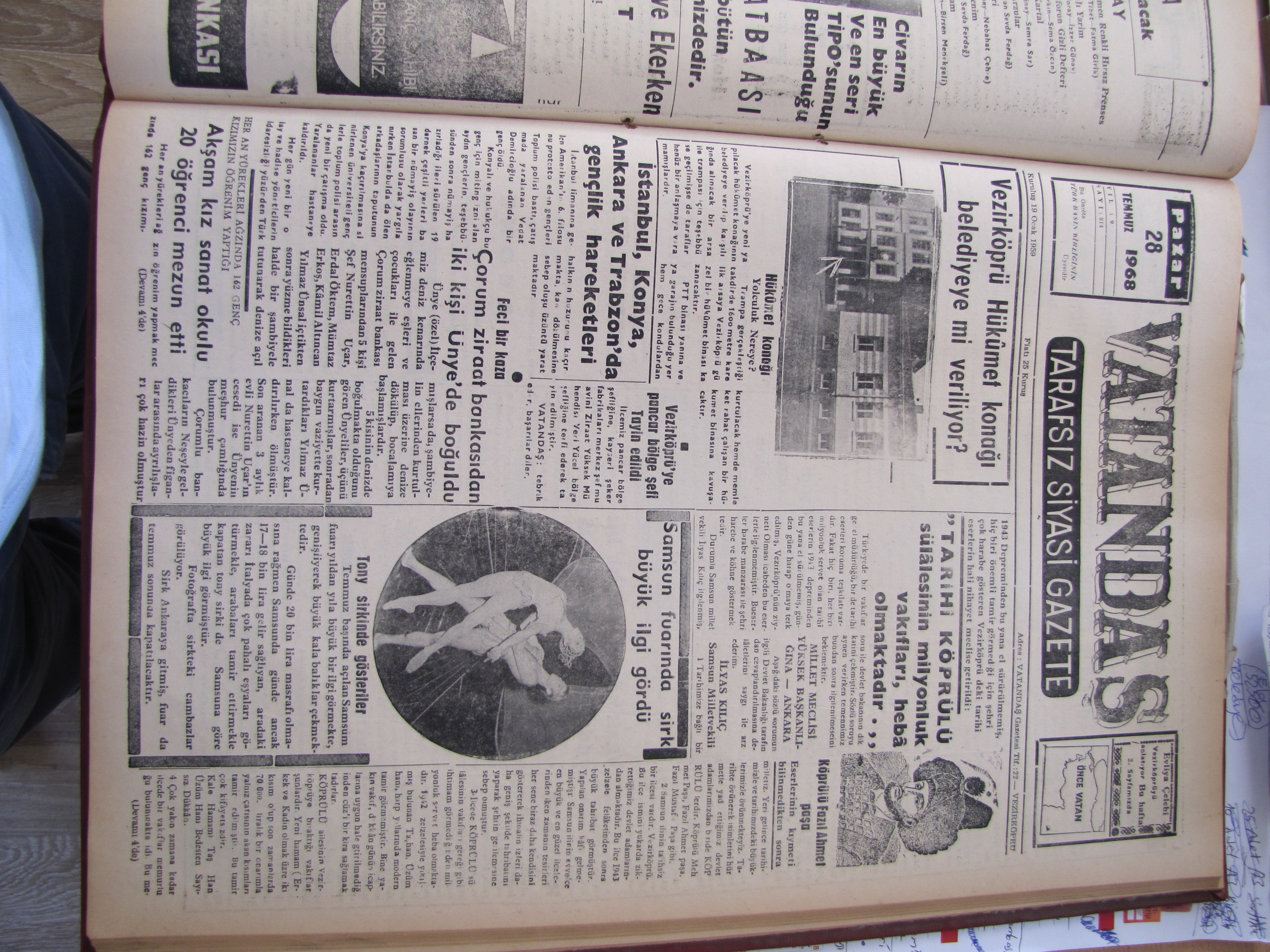 Vezirköprü Hükümet Konağı Belediyeye mi veriliyor? 28 Temmuz 1968 Pazar