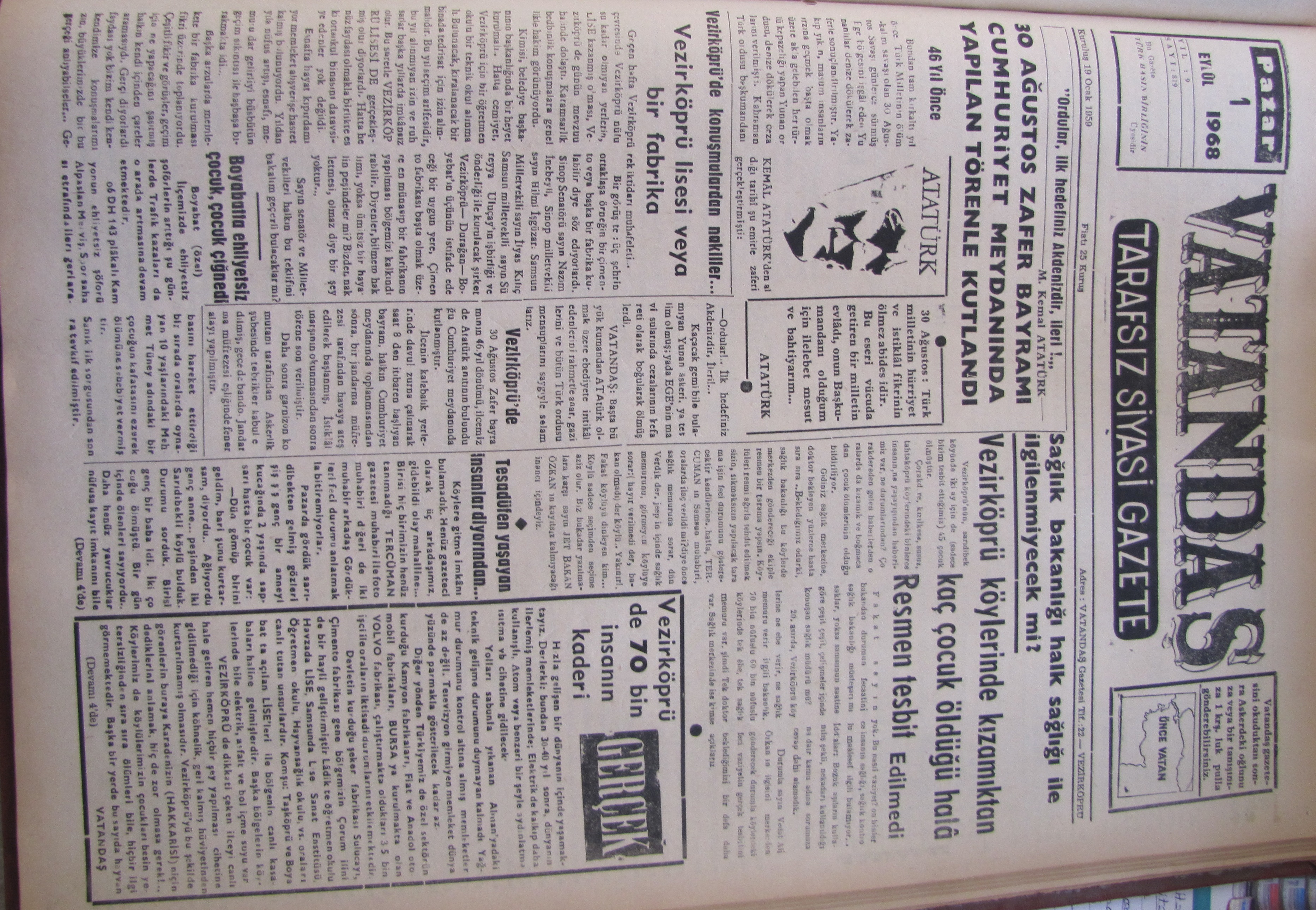 46 Yıl Önce 30 Ağustos Zafer Bayramı Cumhuriyet Meydanında Yapılan Törenle Kutlandı 1 Eylül 1968 Pazar