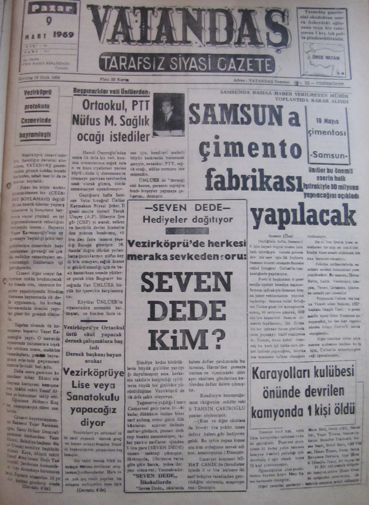 Vezirköprü Protokolü Cezaevinde Bayramlaştı 9 Mart 1969 Çarşamba