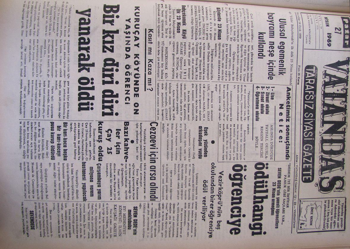 49 Yıldır Bahçekonak’ta ilk defa 23 Nisan Kutlandı Ulusal Egemenlik Bayramı Neşe İçinde Kutlandı 27 Nisan 1969 Pazar