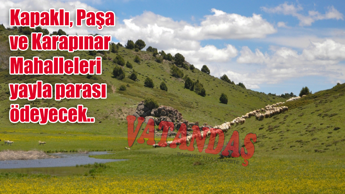 Kapaklı, Paşa ve Karapınar Mahalleleri yayla parası ödeyecek..