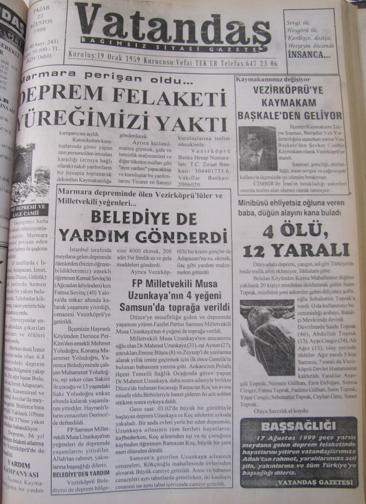 Marmara perişan oldu Deprem Felaketi Yüreğimizi Yaktı 22 Ağustos 1999  Pazar