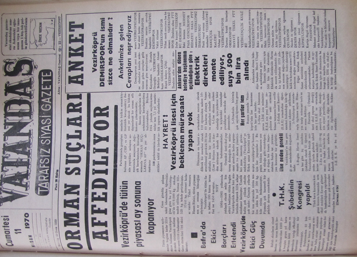 Orman Suçları Affediliyor 11 Nisan 1970 Cumartesi