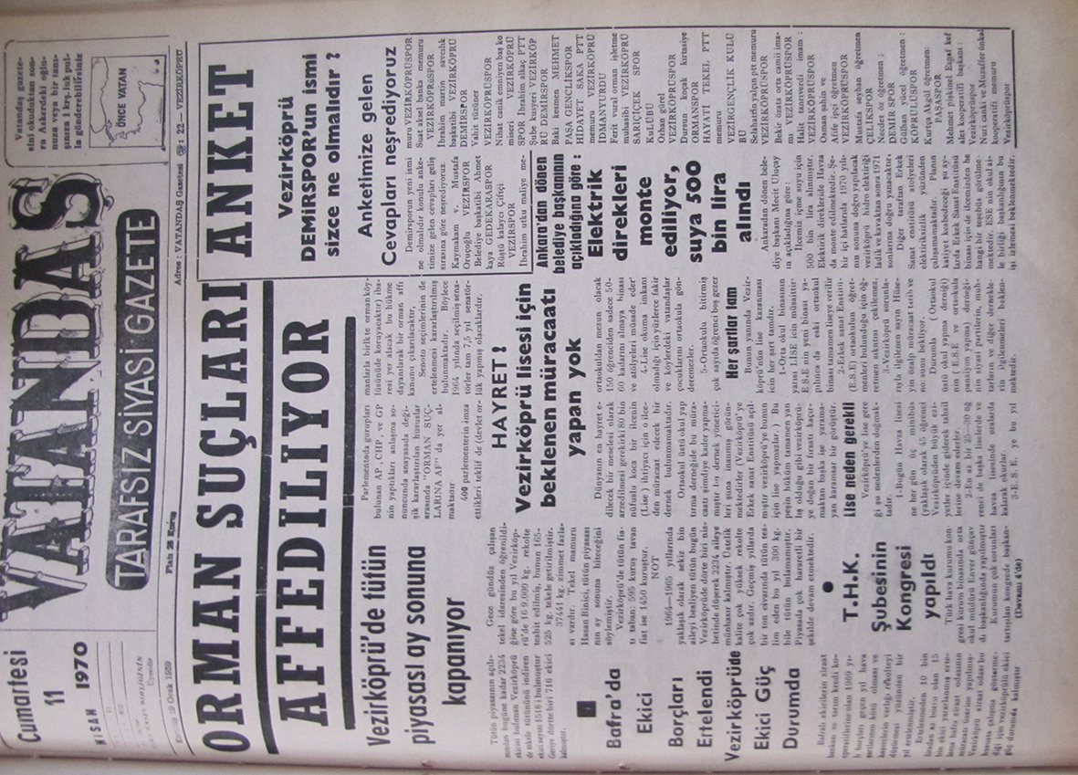 Orman Suçları Affediliyor 11 Nisan 1970 Cumartesi