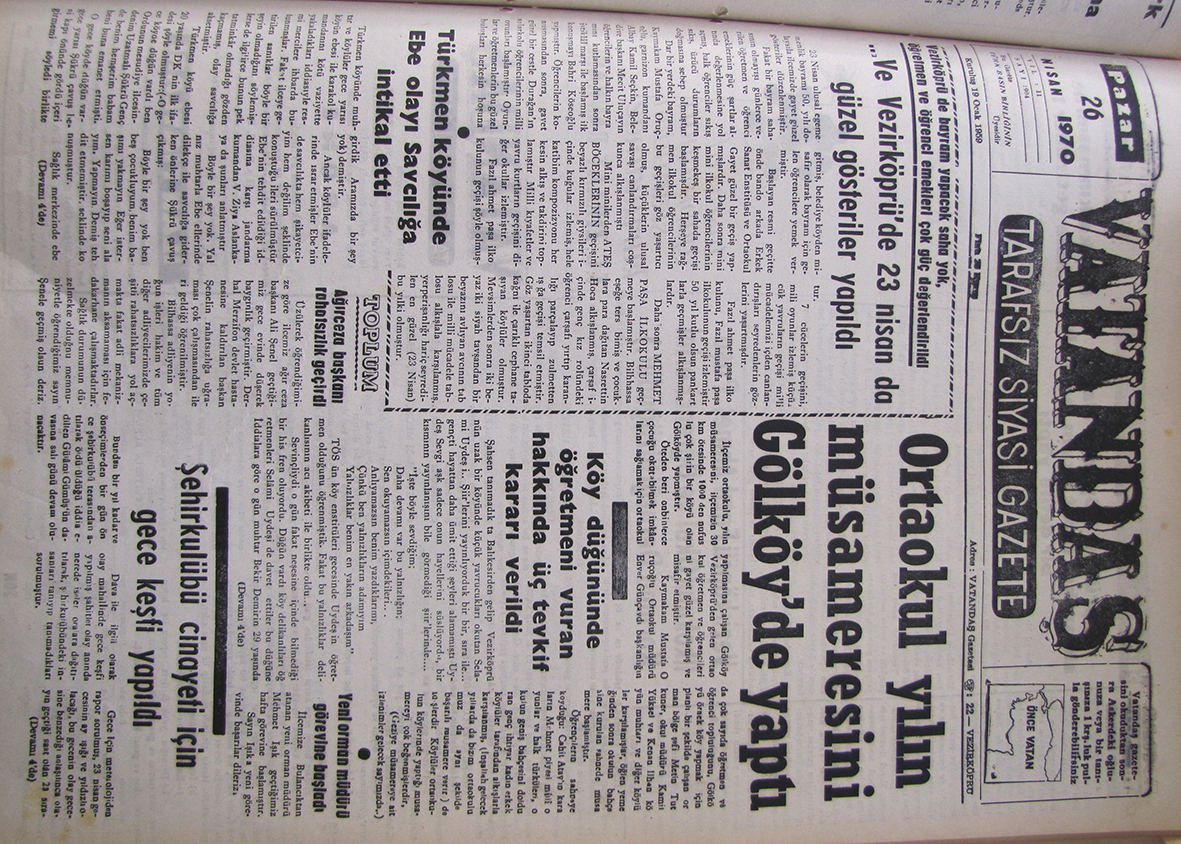 Vezirköprü’de bayram yapacak saha yok, öğretmen ve öğrenci emekleri çok güç değerlendirildi …Ve Vezirköprü’de 23 Nisan’da Güzel Gösteriler Yapıldı 26 Nisan 1970 Pazar