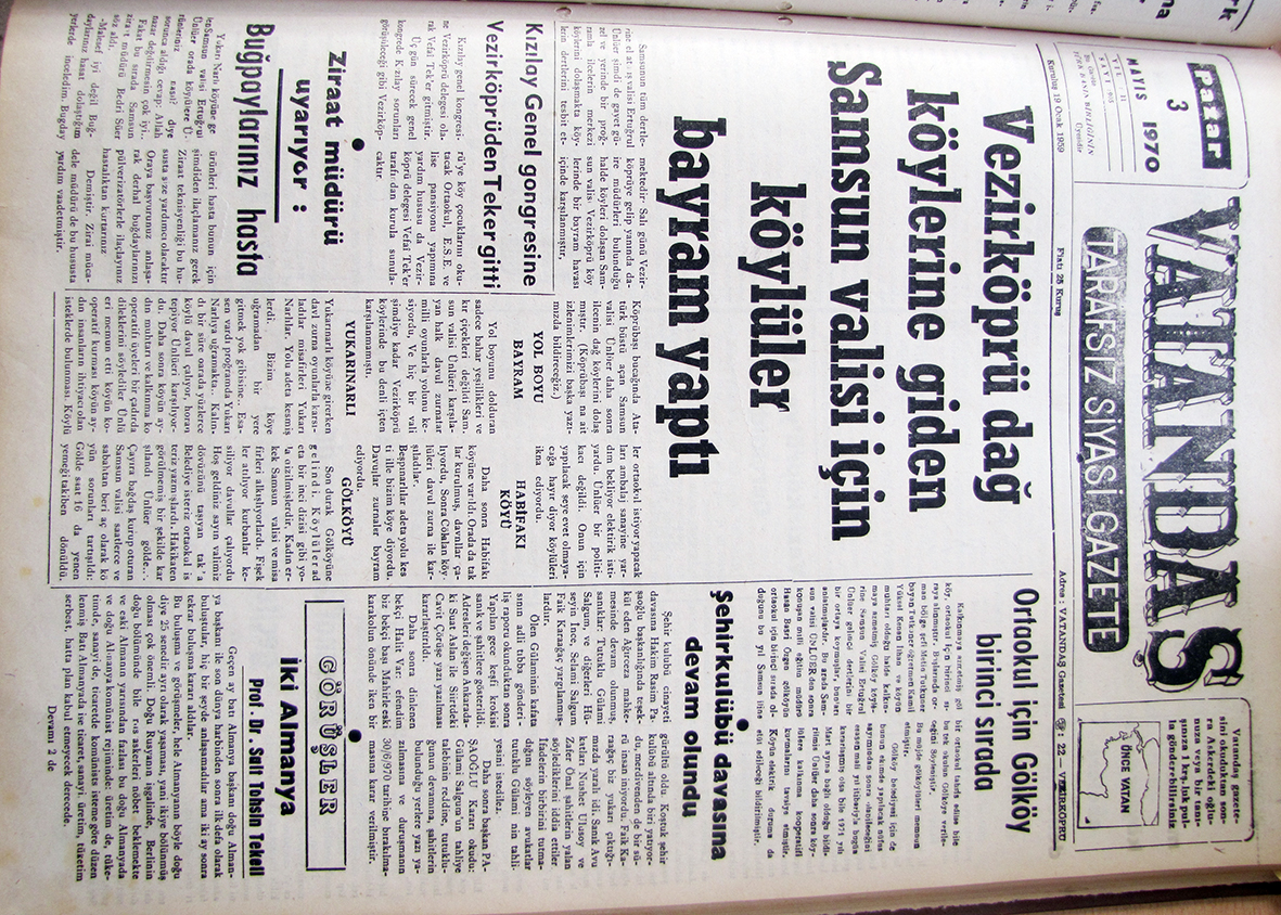 Vezirköprü Dağ Köylerine Giden Samsun Valisi için  Köylüler Bayram Yaptı 3 Mayıs 1970 Pazar