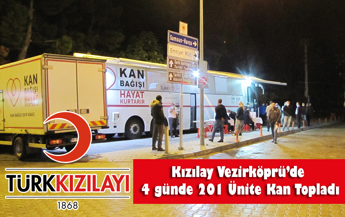 Kızılay Vezirköprü’de 4 günde 201 Ünite Kan Topladı