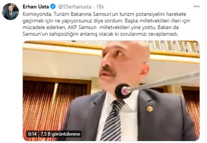 İYİ Parti  Samsun  Milletvekili Erhan Usta: “Samsun Milletvekilleri  neden yoktu?”