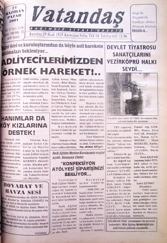 Diğer özel ve kuruluşlarından da böyle asil harekete katılmaları bekleniyor… Adliyecilerimizden Örnek Hareket!.. 24 Haziran 2001 Pazar