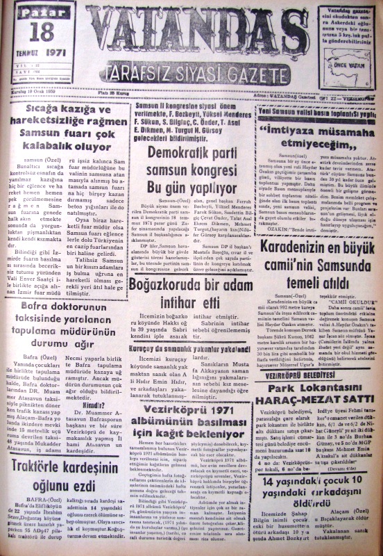 Sıcağa, kazığa ve hareketsizliğe rağmen Samsun Fuarı Çok Kalabalık Oluyor 18 Temmuz 1971 Pazar