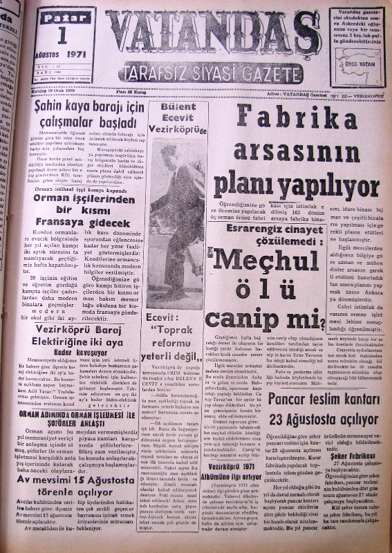 Fabrika Arsasının Planı Yapılıyor 1 Ağustos 1971 Pazar