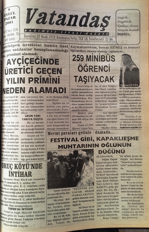 Vezirköprü üreticisi henüz özel sektöre satılanlar hesaplanamadığı için primleri alamadı. Ayçiçeğinde Üretici Geçen Yılın Primini Neden Alamadı 9 Eylül 2001 Pazar