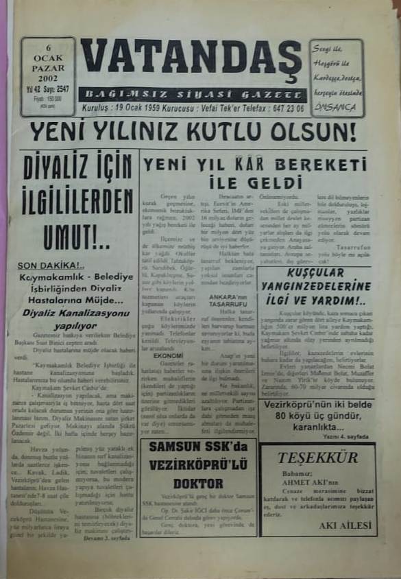 Yeni Yıl Kar Bereketi İle Geldi 6 Ocak 2002 Pazar