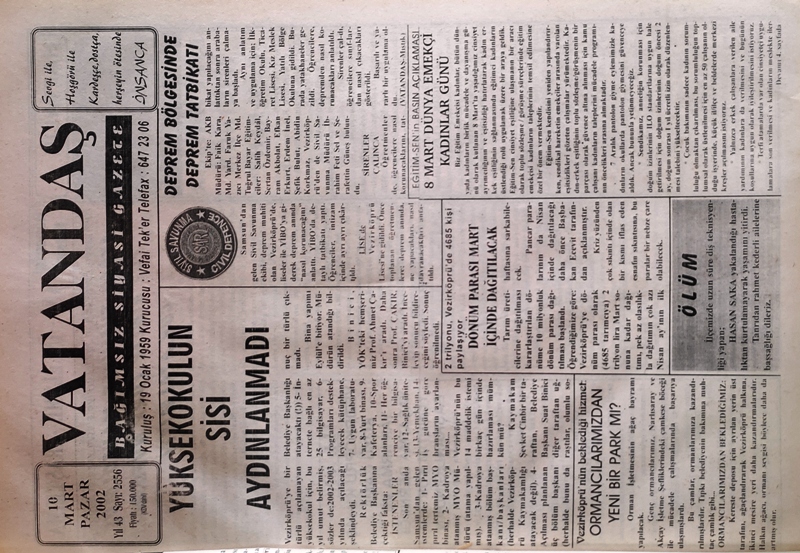 Yüksekokulun Sisi Aydınlanmadı 10 Mart 2002  Pazar