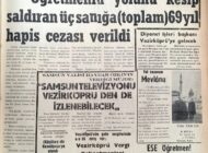 Mahkeme iki celsede bitti Öğretmenin Yolunu Kesip Saldıran Üç Sanığa  (Toplam) 69 Yıl Hapis Cezası Verildi 13 Mayıs 1973 Pazar