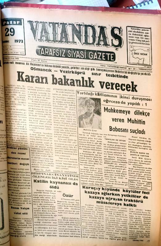 Osmancık-Vezirköprü sınır tespitinde  Kararı Bakanlık verecek – 29 Temmuz 1973 Pazar