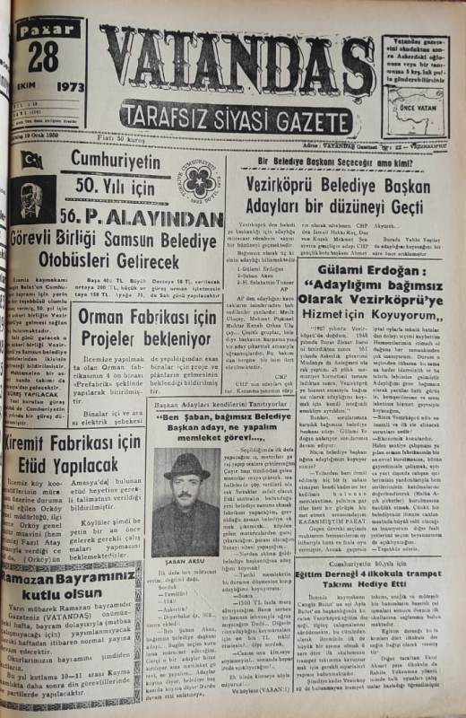 Cumhuriyetin 50. Yılı İçin 56. P. ALAYINDAN Görevli Birliği Samsun Belediye Otobüsleri Getirecek