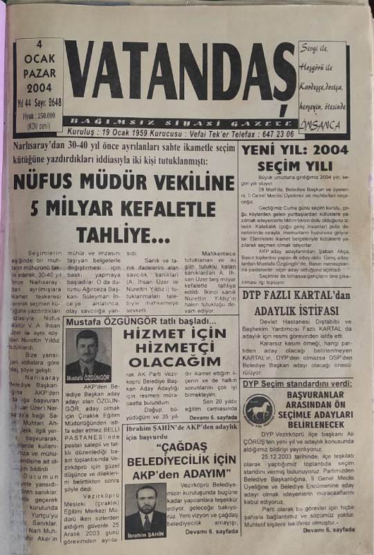 NÜFUS MÜDÜR VEKİLİNE 5 MİLYAR KEFALETLE TAHLİYE…