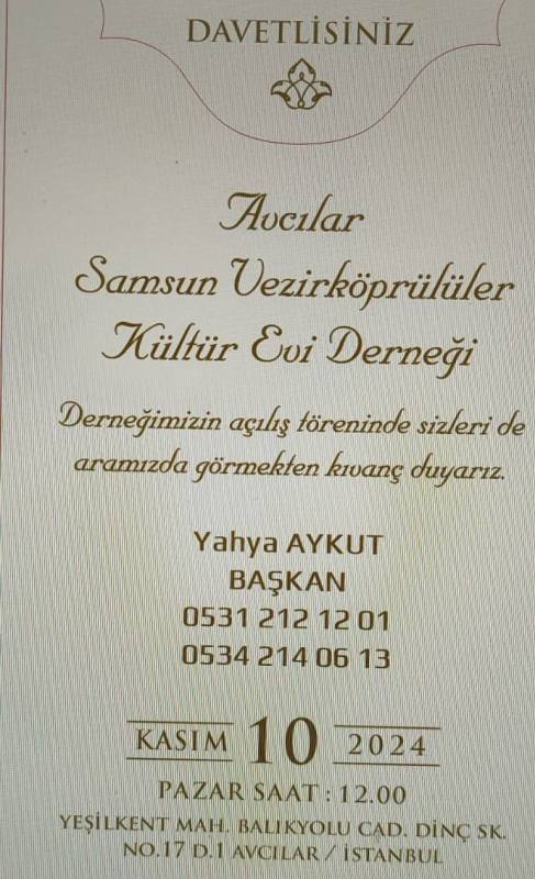 Avcılar’da Vezirköprü’lüler Derneği
