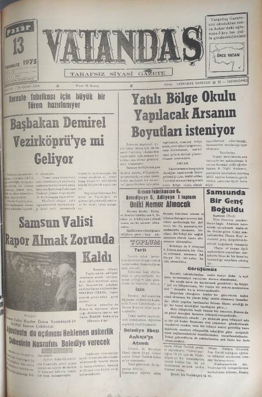 Başbakan Demirel Vezirköprü’ye mi Geliyor