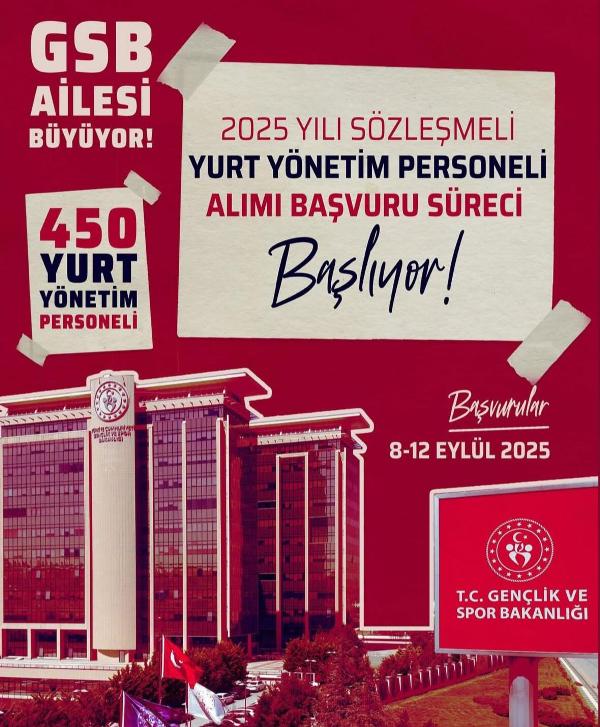 Gençlik ve Spor Bakanlığı Yurt Yönetim Personeli Alacak