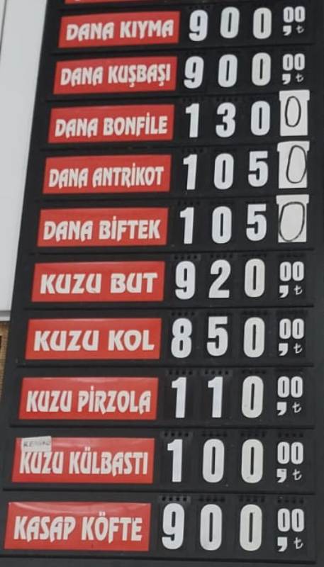 Et fiyatları yine değişti!