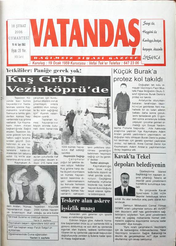 Kuş Gribi Vezirköprü’de