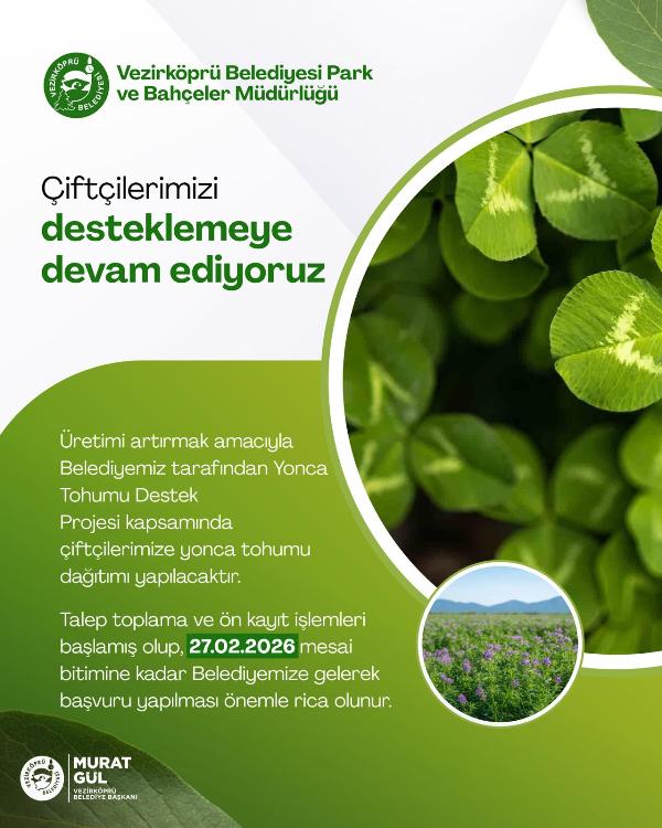 Çiftçilere Yonca Tohumu Desteği