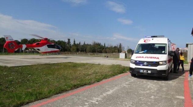 Ambulans helikopter yeni doğan bebek için havalandı