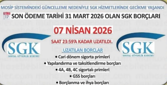 SGK borçlarının son ödeme tarihi uzatıldı.