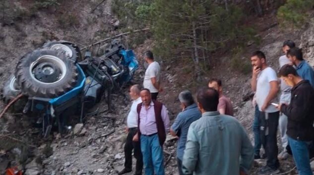 Traktör uçuruma yuvarlandı: 1 Ölü 1 yaralı
