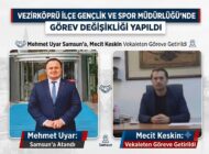 Vezirköprü İlçe Gençlik ve Spor Müdürlüğü’nde görev değişikliği