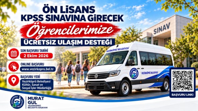 Vezirköprü Belediyesi’nden Ön Lisans KPSS Adaylarına Ücretsiz Ulaşım Desteği